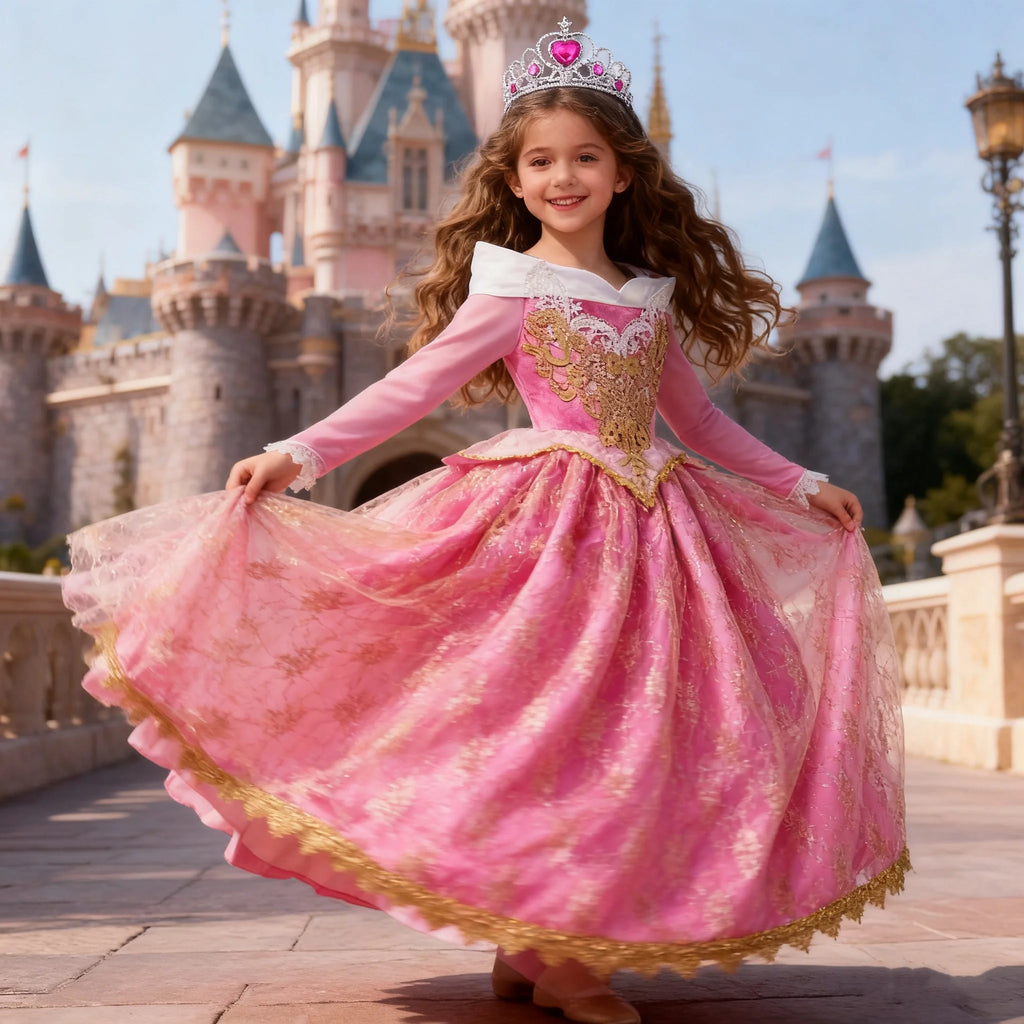 Girl Aurora Princess Dress Children Luxurious Cosplay Costum