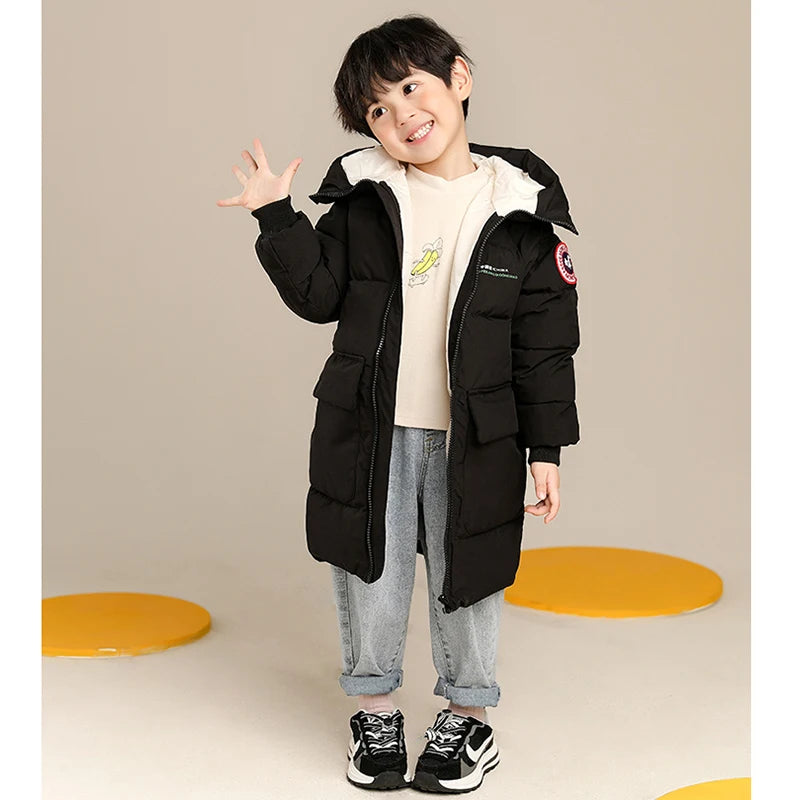 Boys Hooded Winter Coat | Warm Long-Length Jacket