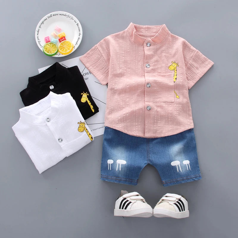 Summer Sale Toddler Kids Baby Boys Shirt Cartoon Tops Denim