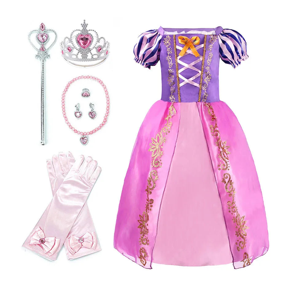 Kids Rapunzel Dress Children Party Tangle Costume Girls Summ
