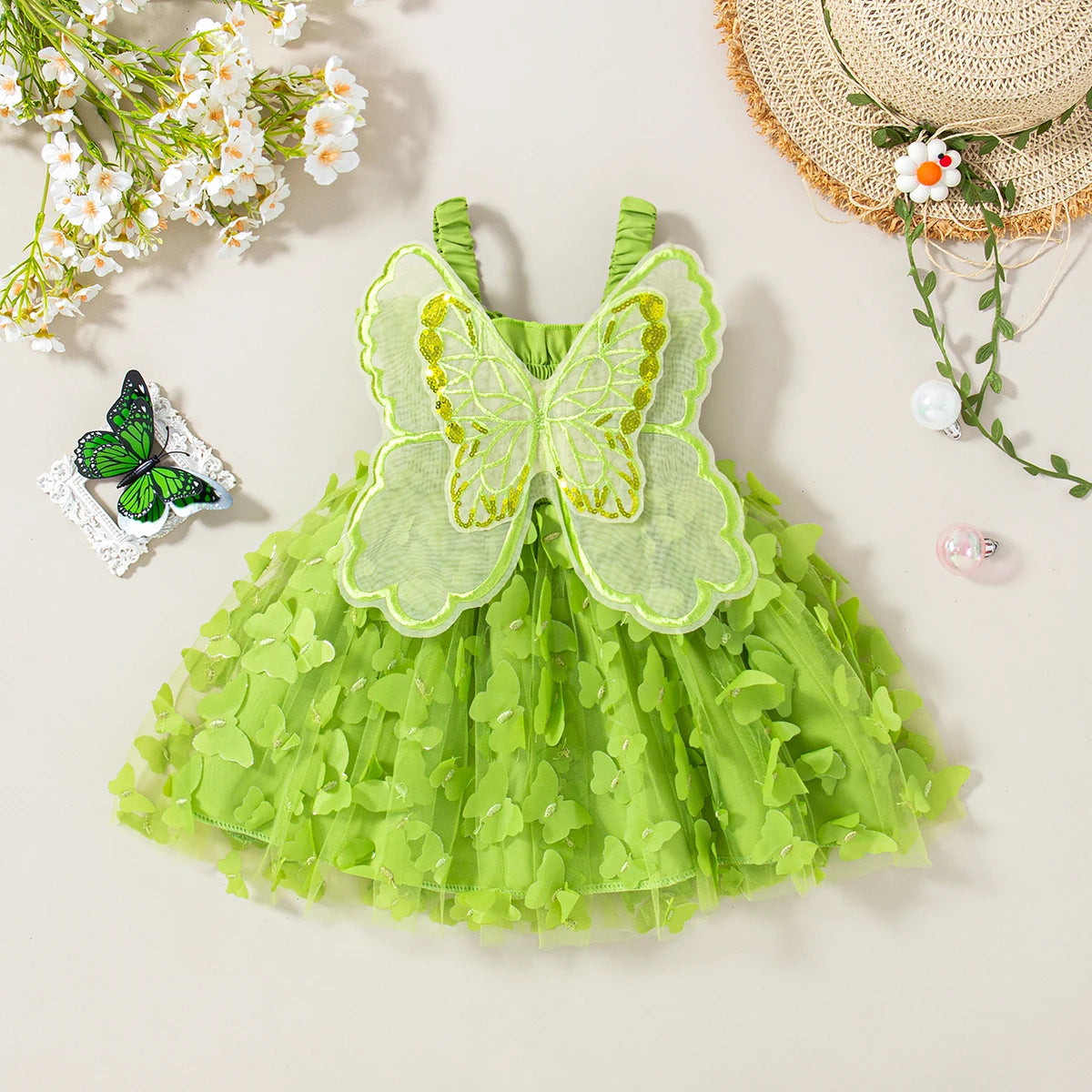Butterfly Suspender Dress for Baby Girls