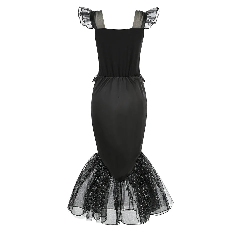 Gothic Mermaid Skeleton Dress – Ages 2–10