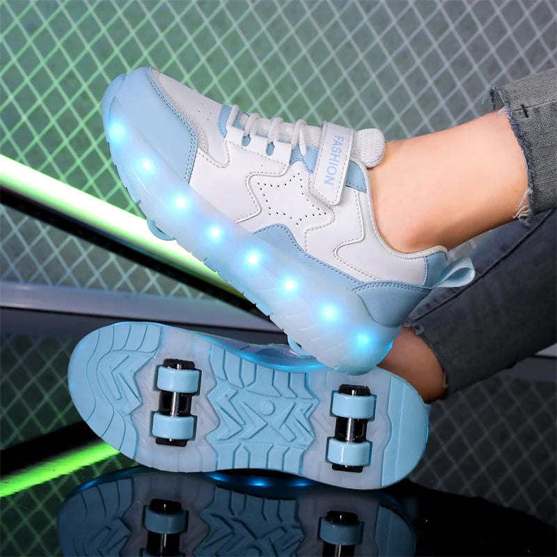 Kid Led Sneakers USB Charging Luminous Shoes Outdoor Sport R
