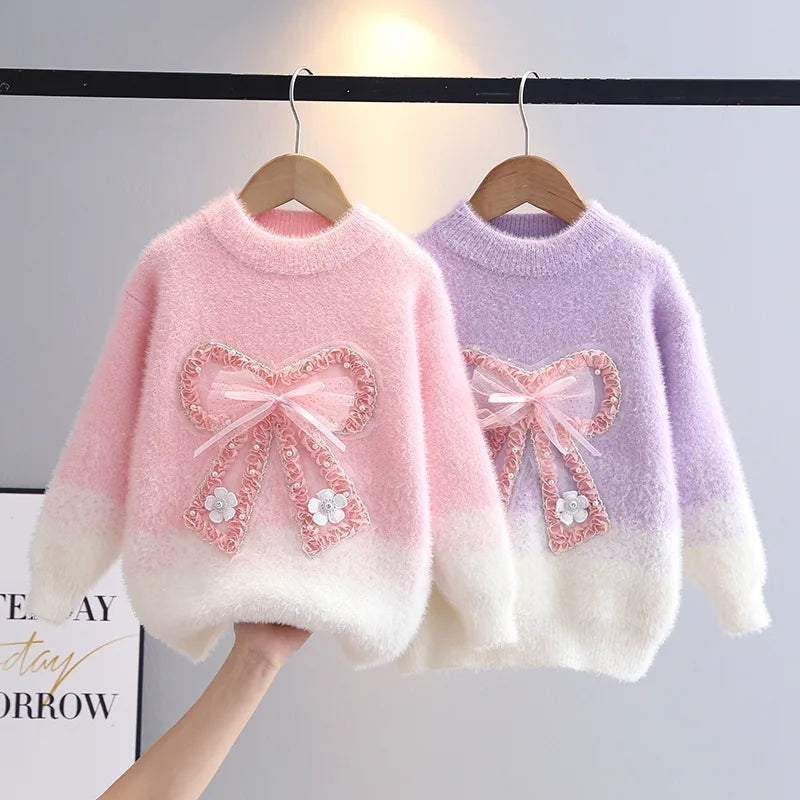 autumn winter teen girls sweater thickened faux mink fur chi