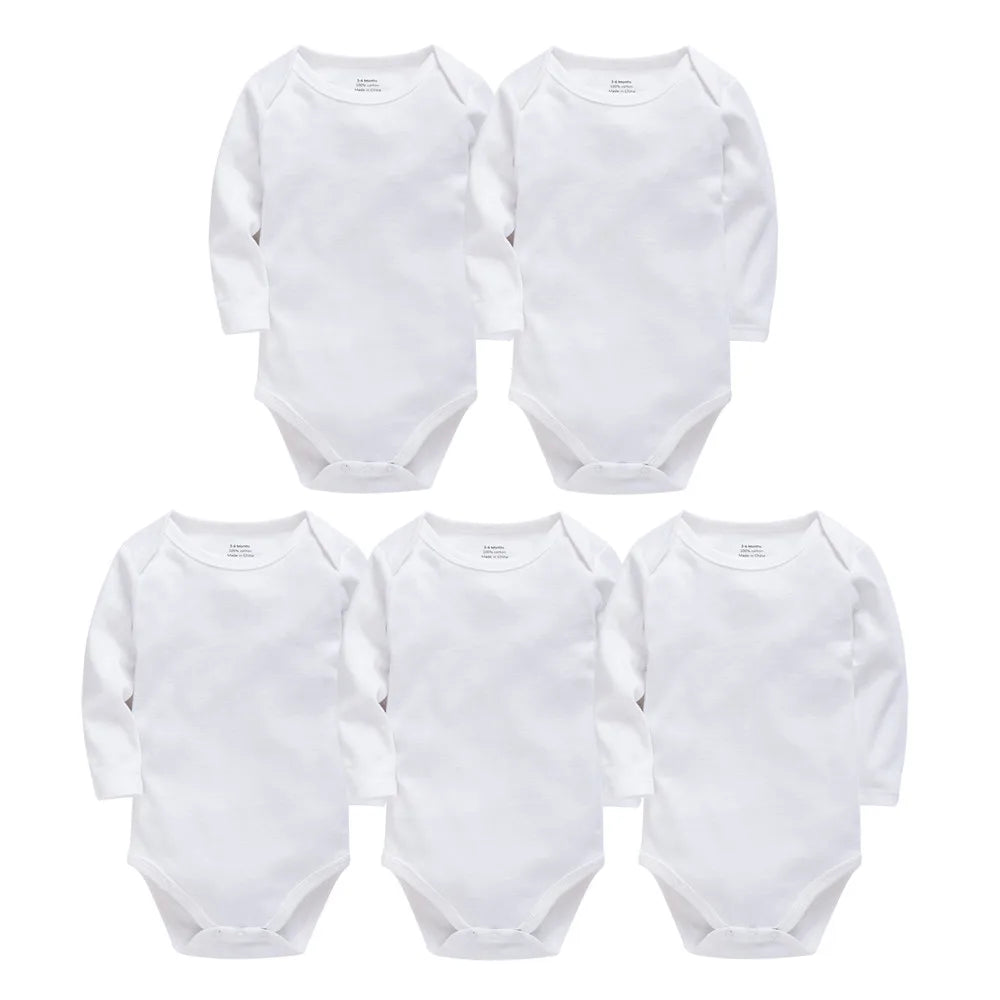 Solid White Baby Clothes Long Sleeve Cotton Baby Girls Boys