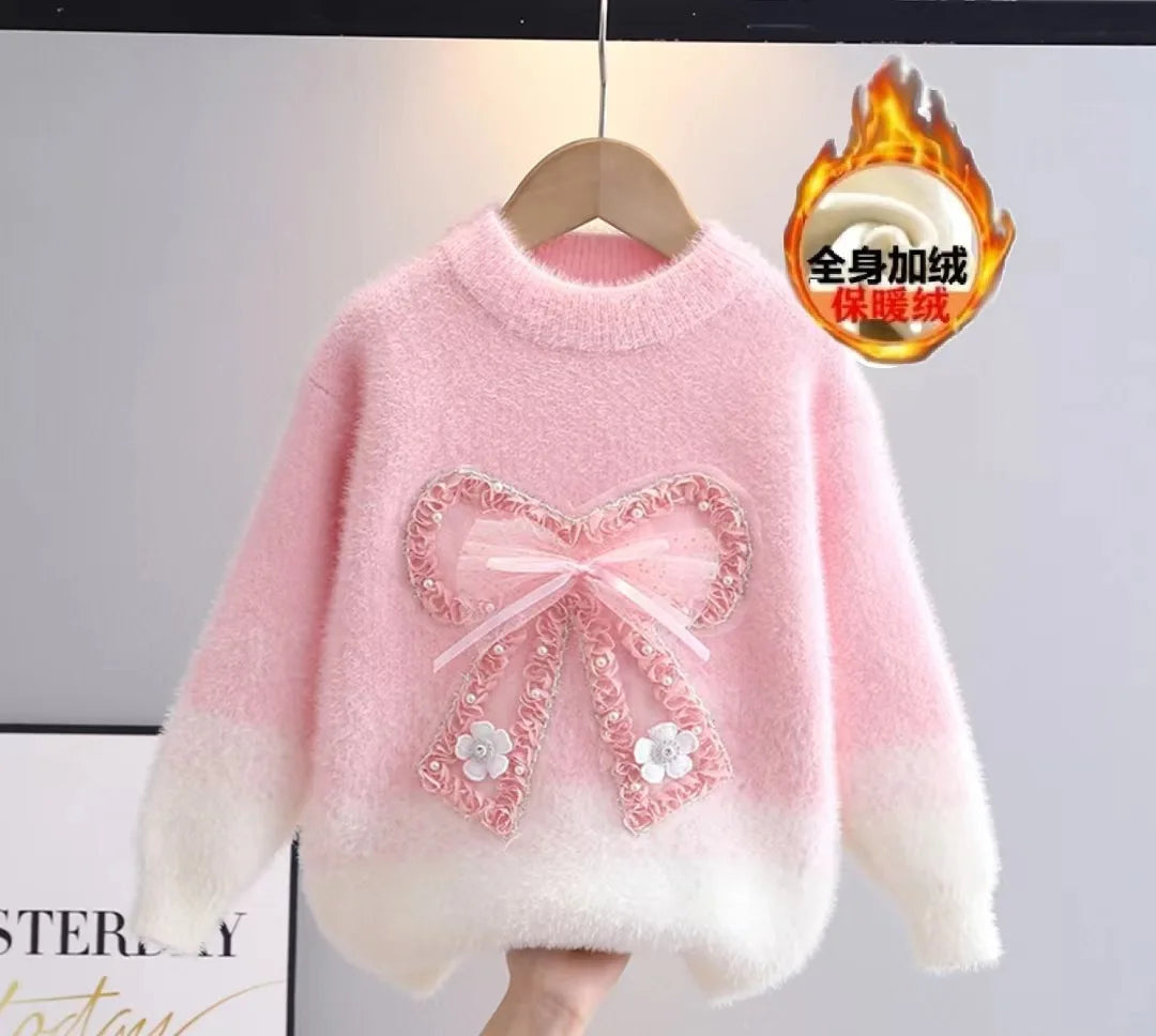 autumn winter teen girls sweater thickened faux mink fur chi