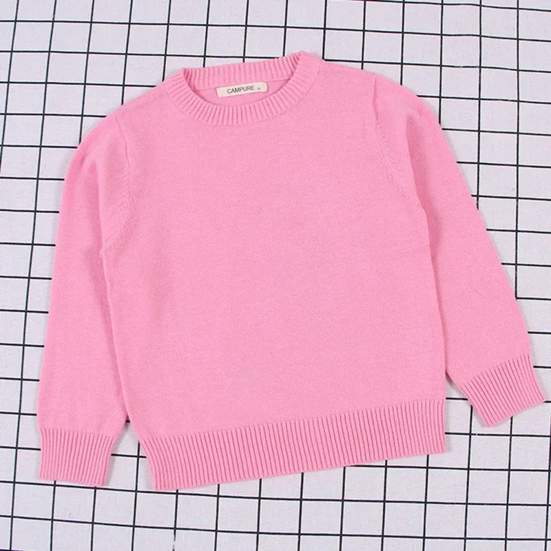 2025 New Autumn Baby Boys Girls Pure Color Sweaters 1-8Yrs K