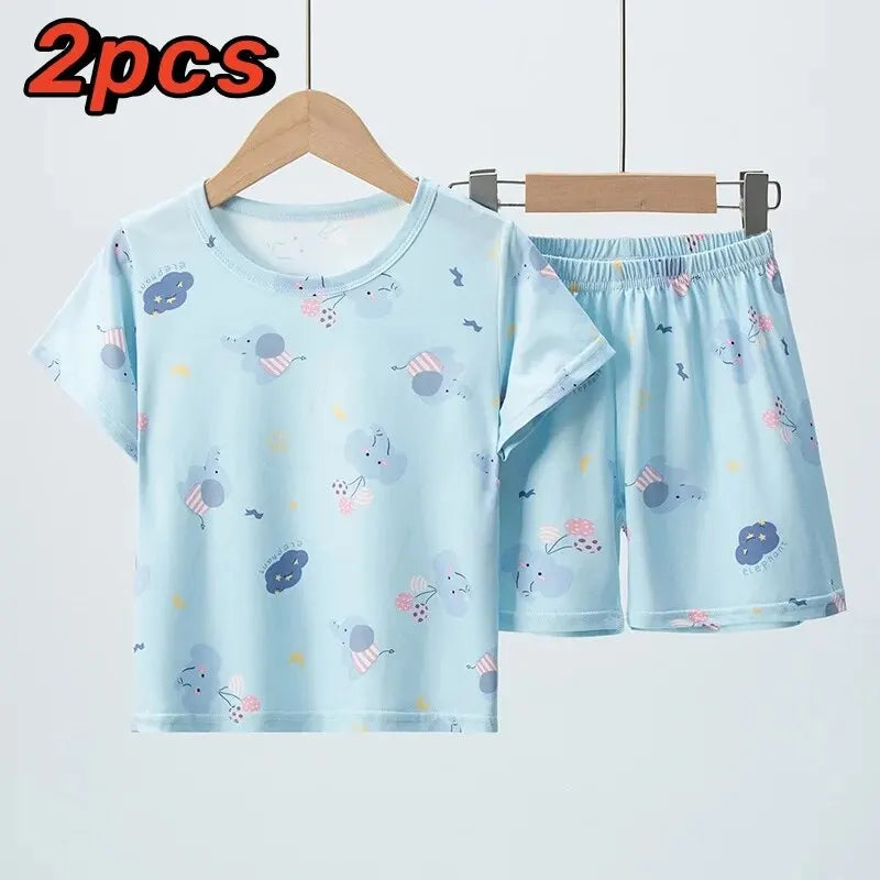 Wild Elephant Short Sleeve Outfit | Kids Casual Set