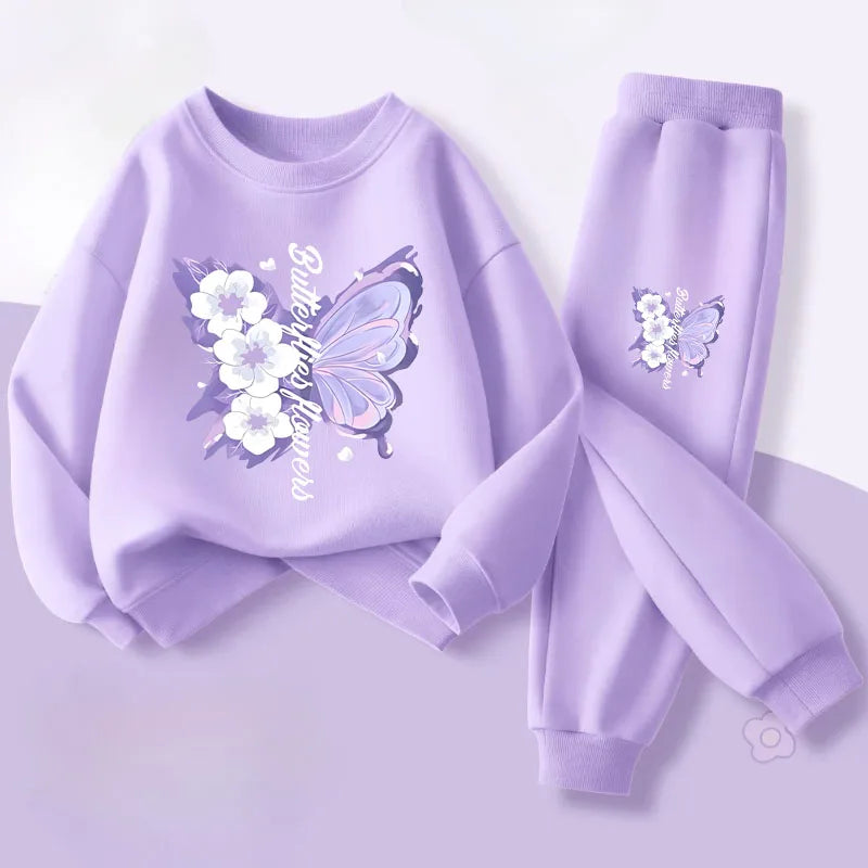 Spring Long Sleeved Top Long Pants Two Piece Sets for Girls