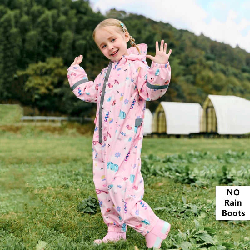 Camouflage Print Kids Raincoat With Visor Hood Reflective St