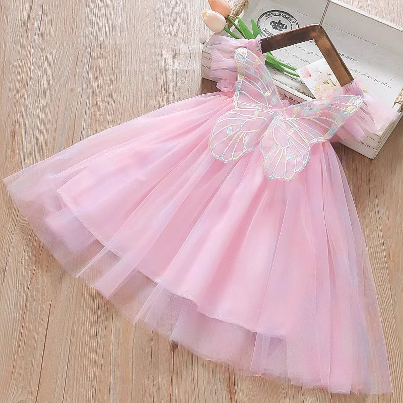 Butterfly Princess Dress – Beige Chiffon