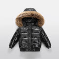 2-10Y Children's Genuine Down Jacket Kids Large Fur Collar T