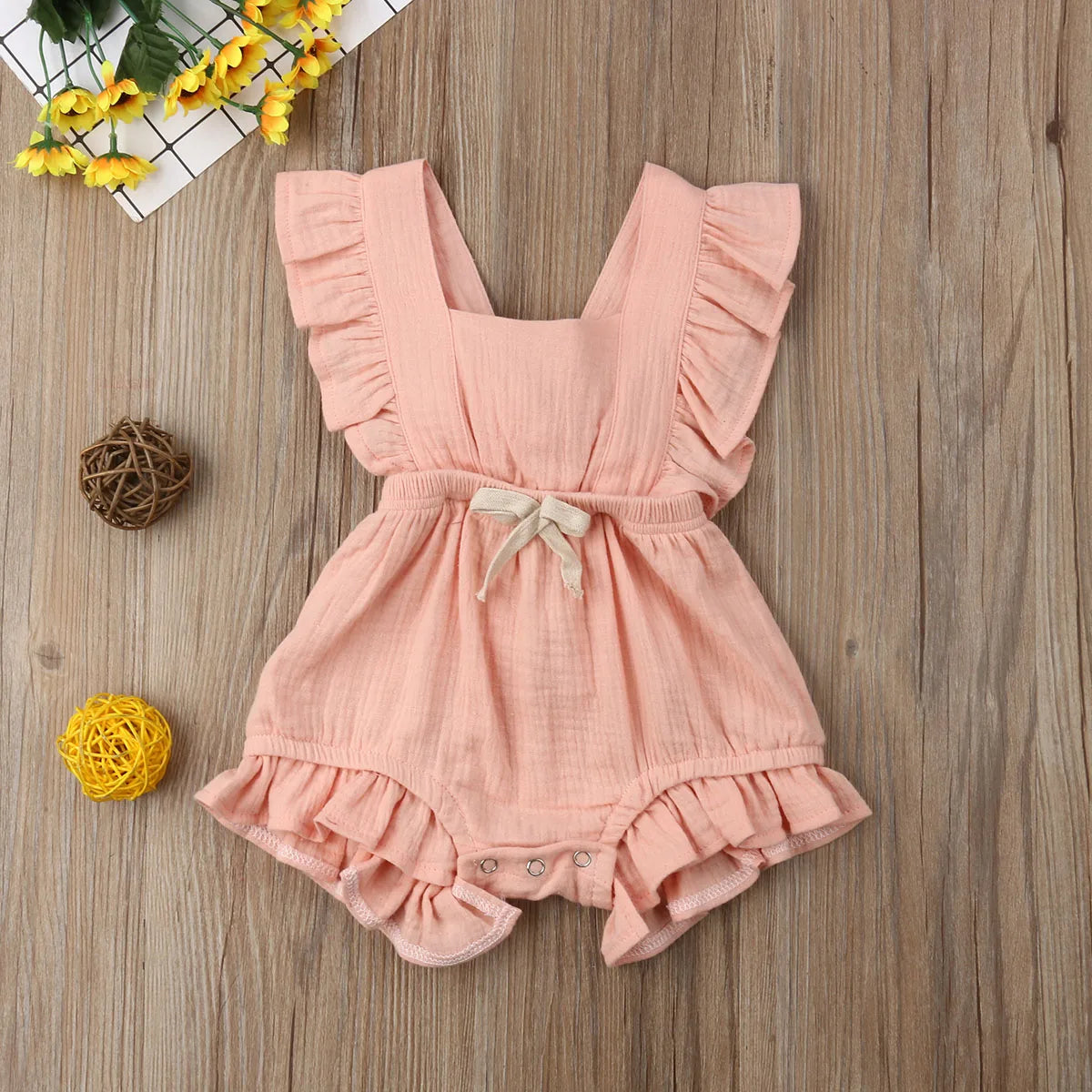 Citgeett sUMMER Newborn Baby Girls Ruffle Solid Color Bodysu