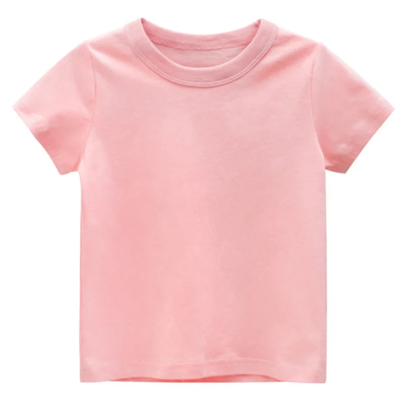 Kids Solid T Shirt Tops for Child Boys Girls Baby Toddler Bl