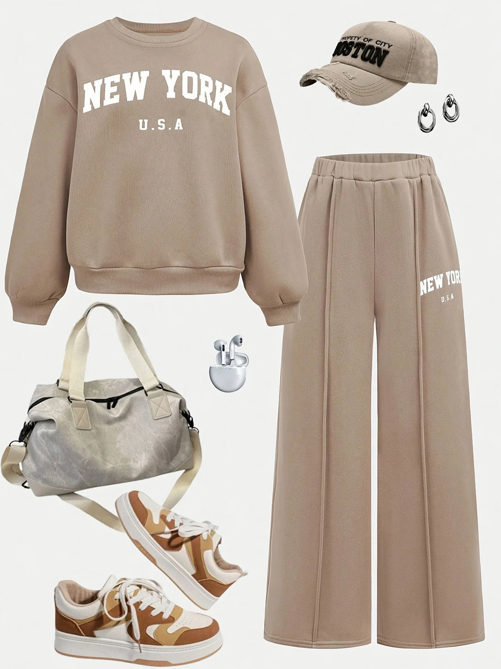 Girls' Casual Letter-Print Outfit: Tween Casual / Back-to-Sc