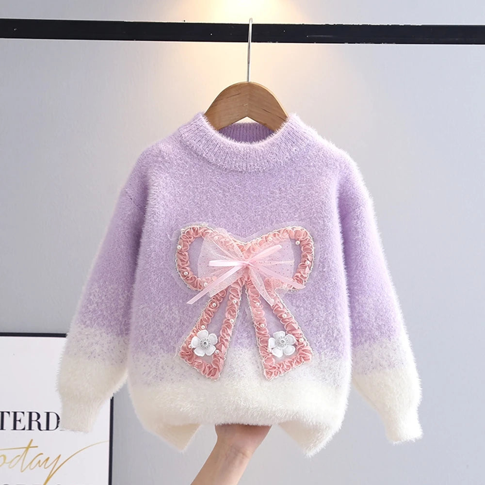 autumn winter teen girls sweater thickened faux mink fur chi
