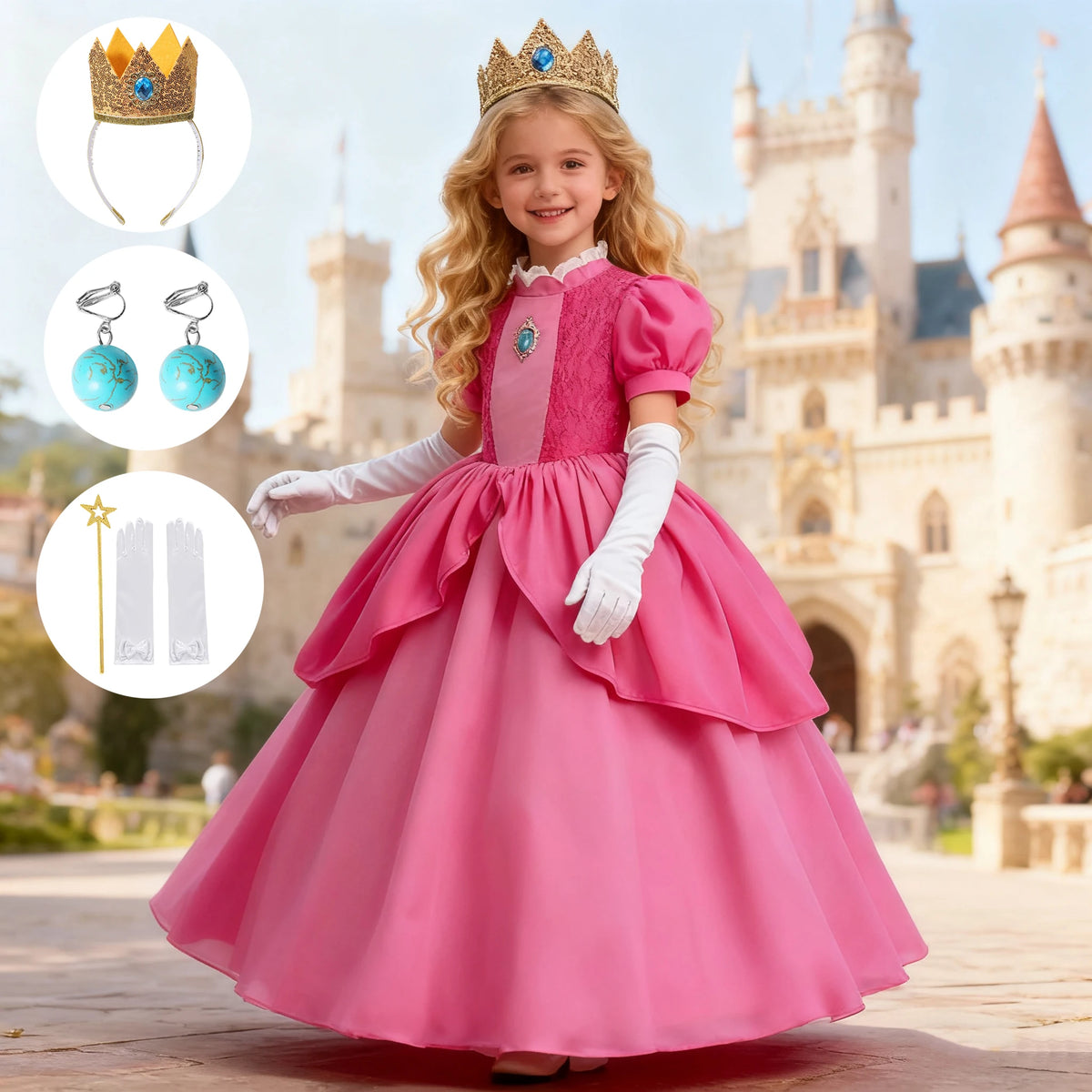 Peach Princess Ball Gown Costume Dress