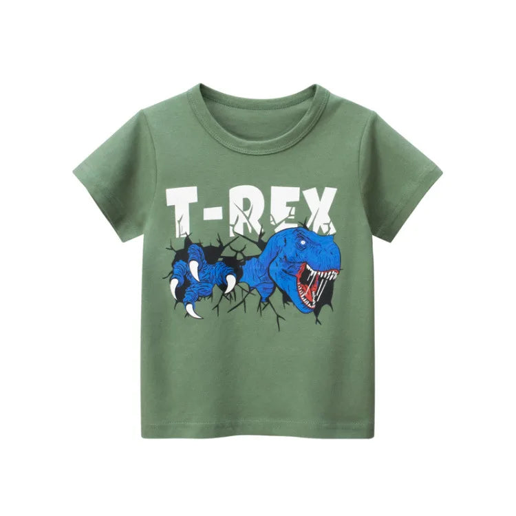 OLEKID 2025 Summer Children Boys Clothing Printed Cartoon Bo