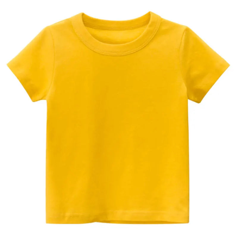 Kids Solid T Shirt Tops for Child Boys Girls Baby Toddler Bl
