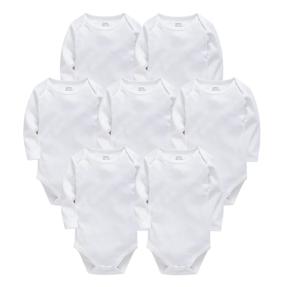 Solid White Baby Clothes Long Sleeve Cotton Baby Girls Boys