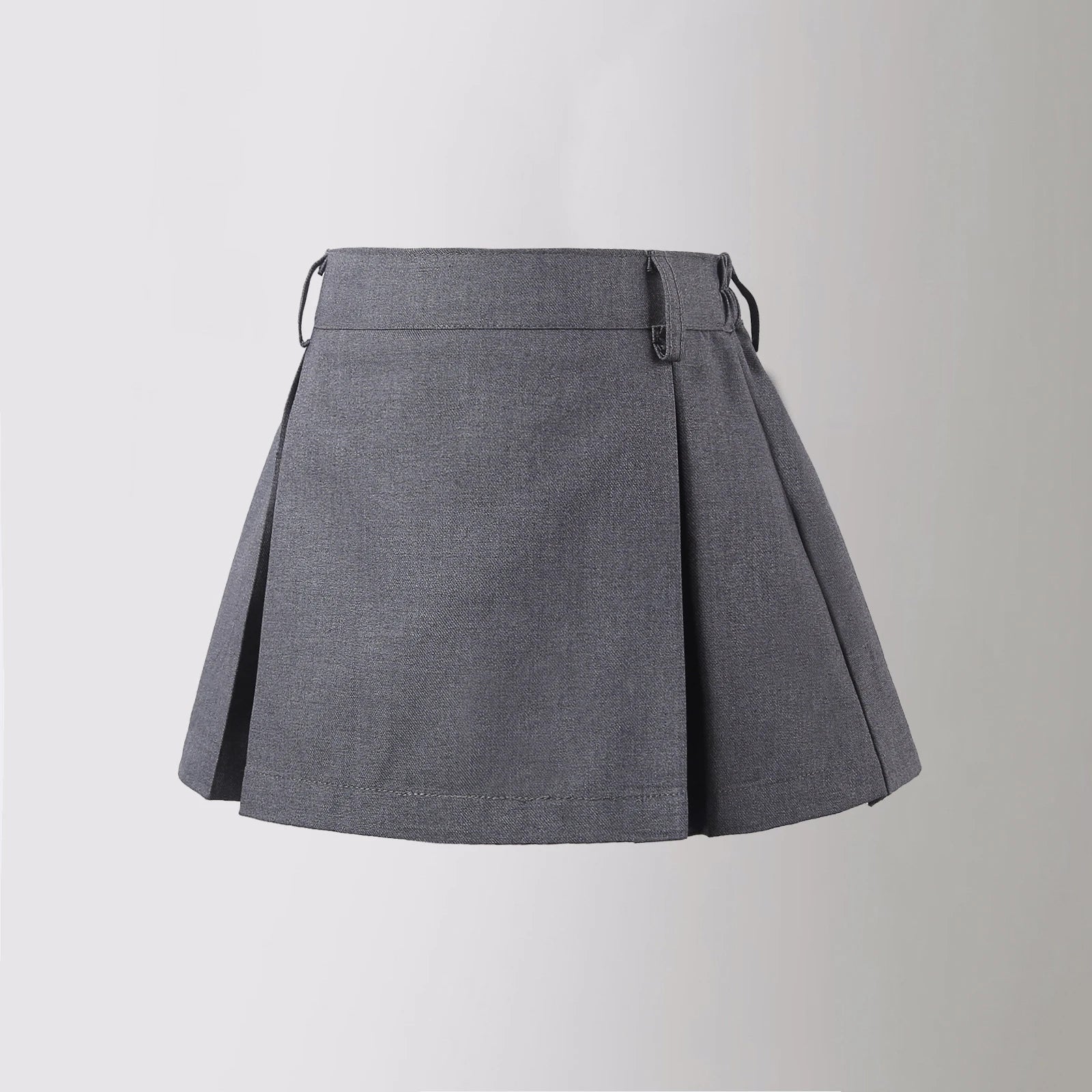 Girls' Pleated Skirt Grey Classic College Style Solid Mini S
