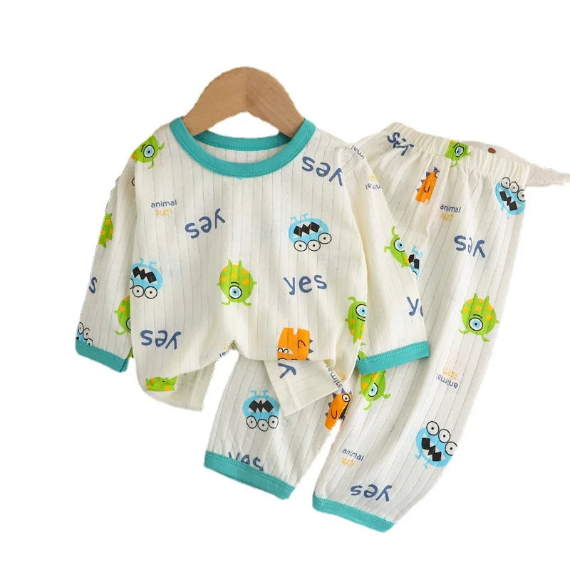 Cute Bear Print Baby Clothing Set Children Long Sleeve+ Pant