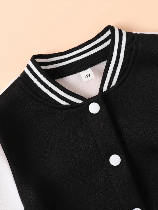 Boys' Black and White Letter "A" Varsity Jacket and Sweatpan