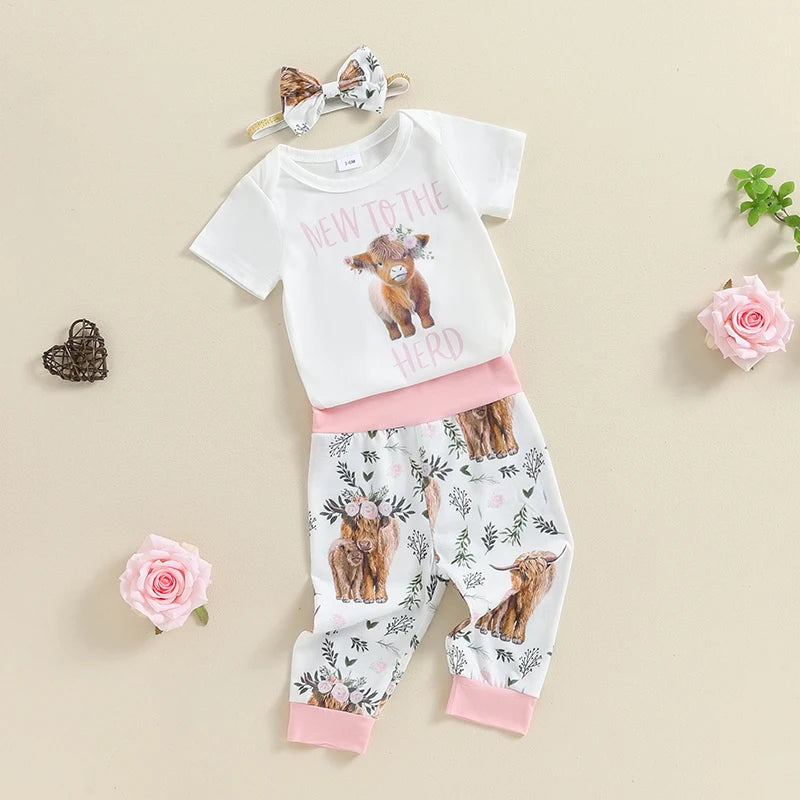 Citgeett Summer Infant Baby Girl Clothes Set Print Short Sle