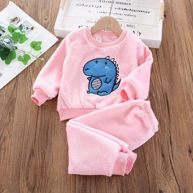Children's Pajama Sets Bear Tops + Pants 2Pcs Kids Pajamas W