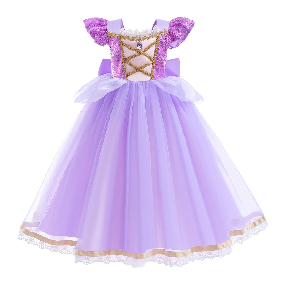 Elsa Anna Kid Princess Girls Dress Rapunzal  Kids Cosplay Ha