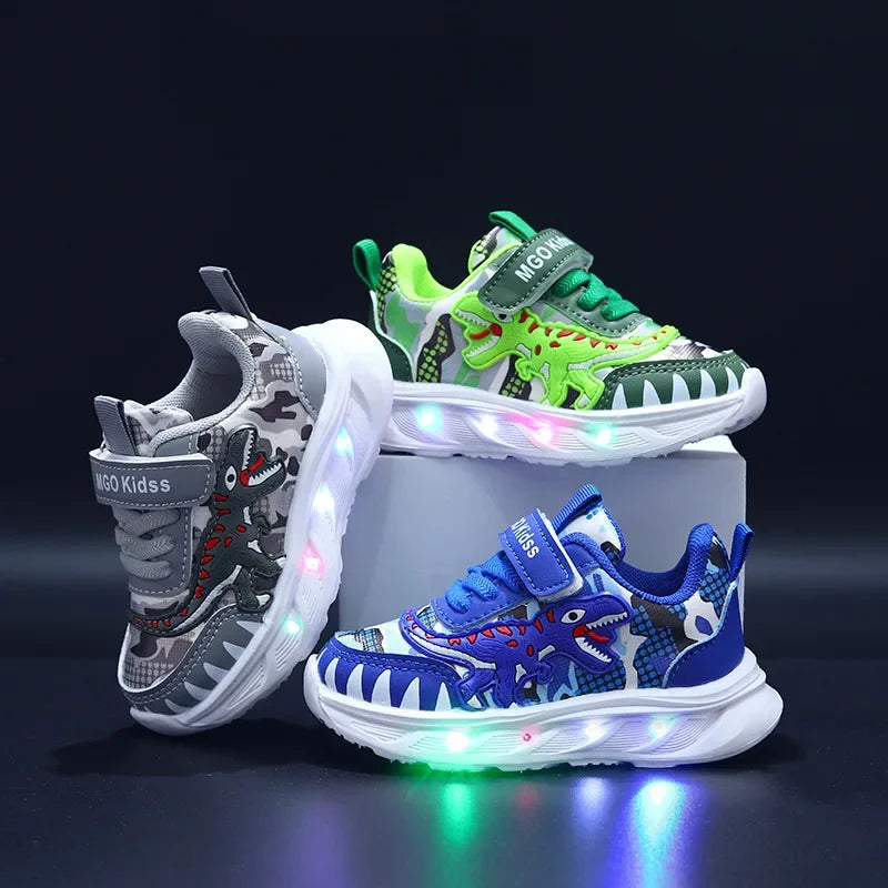 Dinosaur LED Light-Up Trainers | Kids Shoes 2-6Y