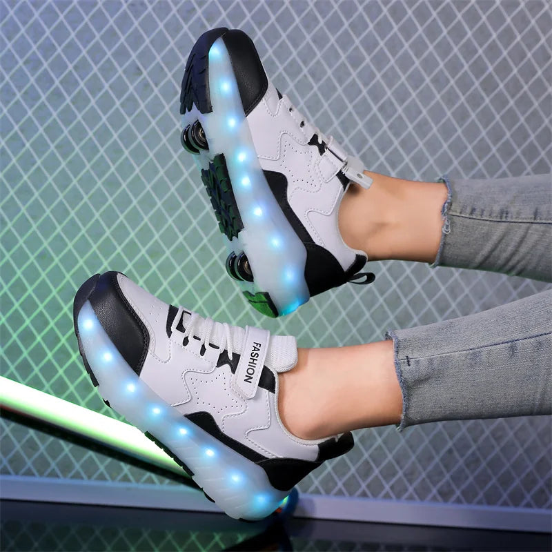 Kid Led Sneakers USB Charging Luminous Shoes Outdoor Sport R