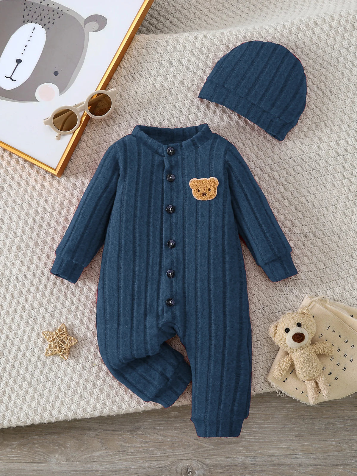 Red Bear Onesie & Hat Set – Baby 1-18 Months