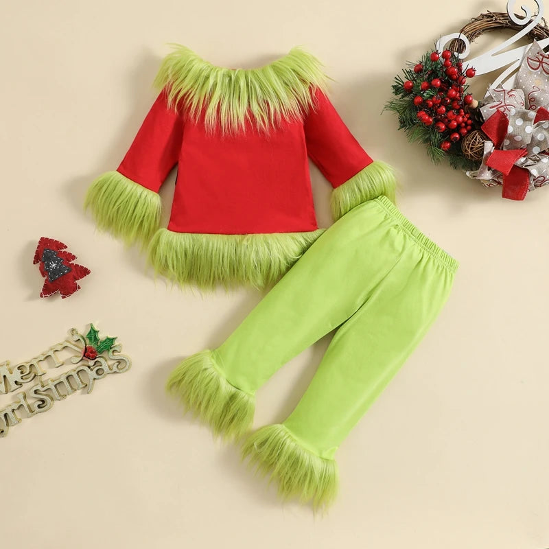 FOCUSNORM 0-7Y Kids Girls Boys Christmas Clothes Set 2pcs Fu