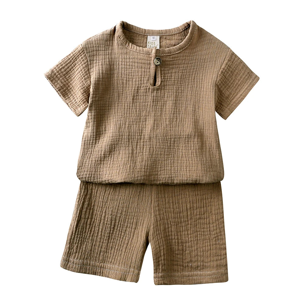 Cotton Linen T-Shirt & Shorts Set