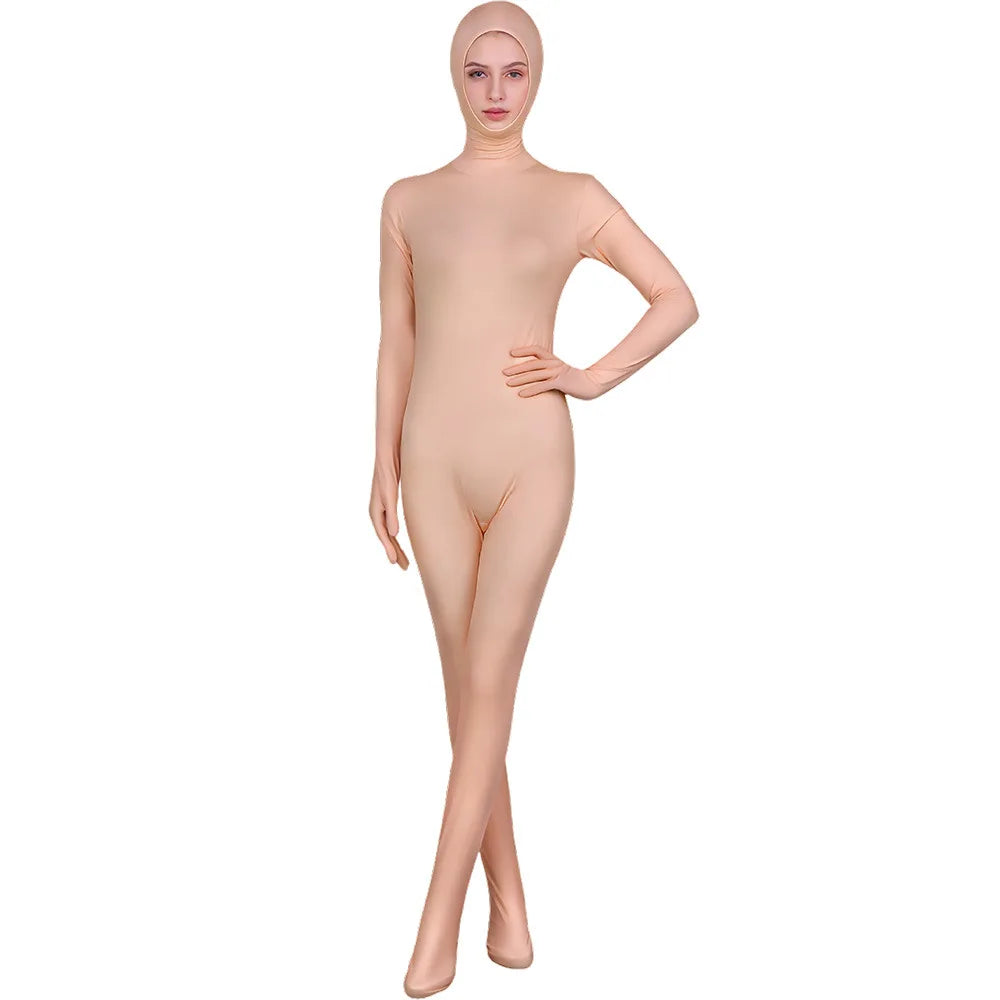 Funny Solid Color Face Revealing Tight Jumpsuit Cosplay Cost