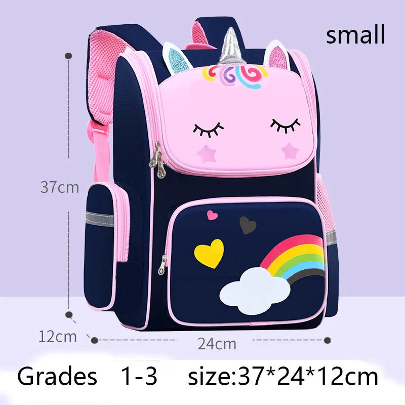 Kid Backpack for Girl Unicorn Children Bookbag Rainbow Eyes