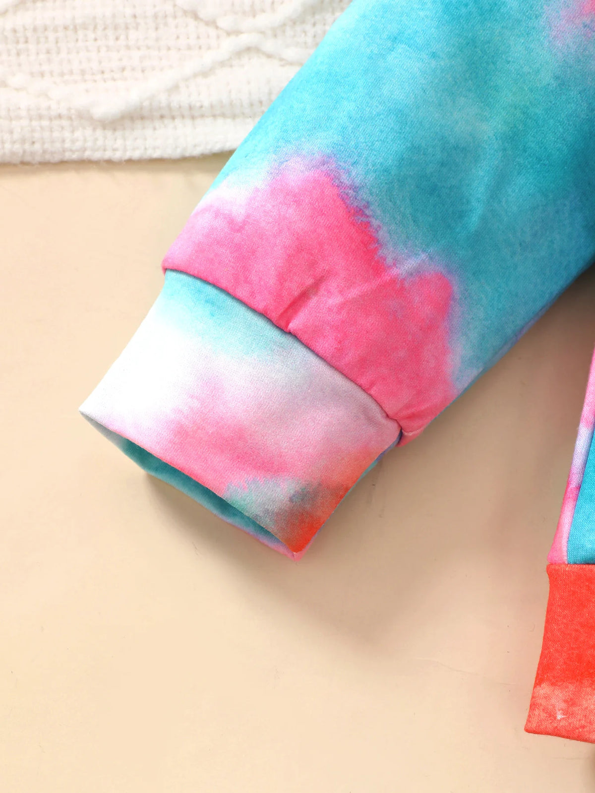 4-7 Year Girls' Set Round Neck Cartoon Cute Kitten tie-dye L