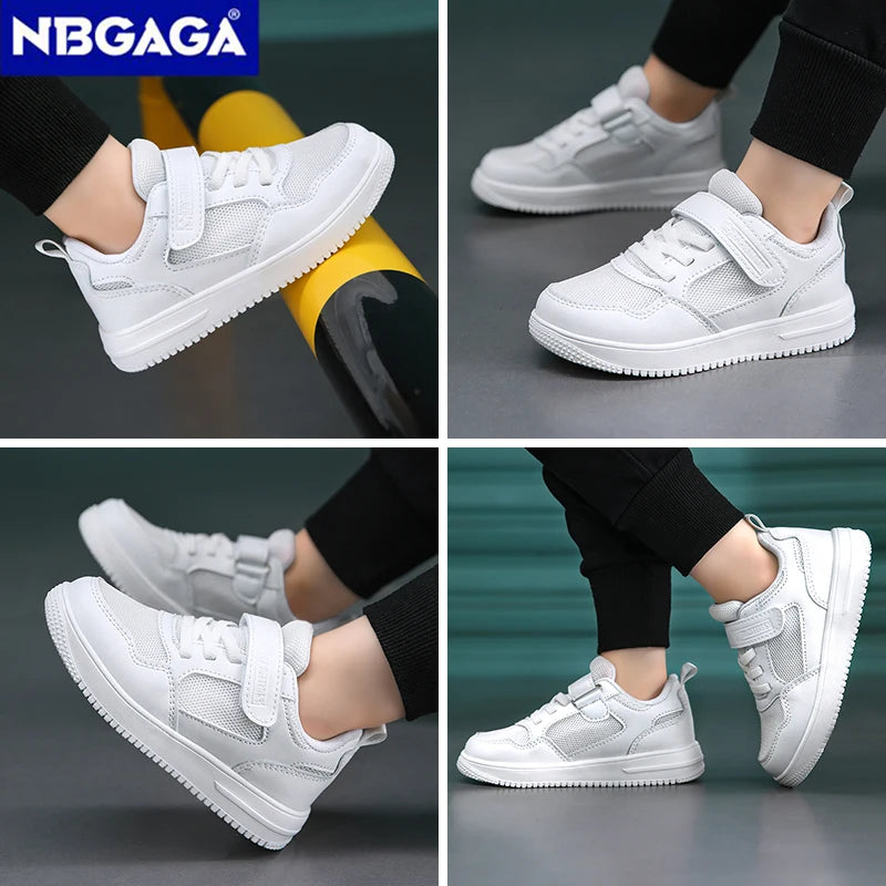 Classic Black Leather School Trainers