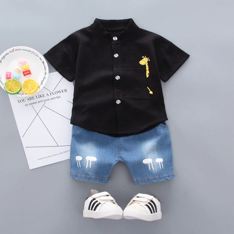 Summer Sale Toddler Kids Baby Boys Shirt Cartoon Tops Denim