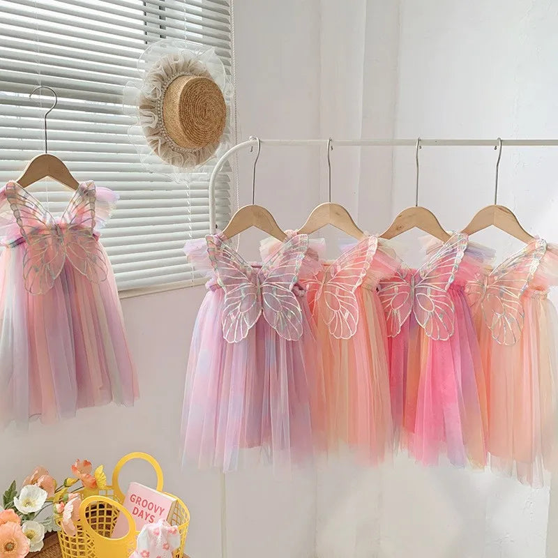 Butterfly Princess Dress – Beige Chiffon