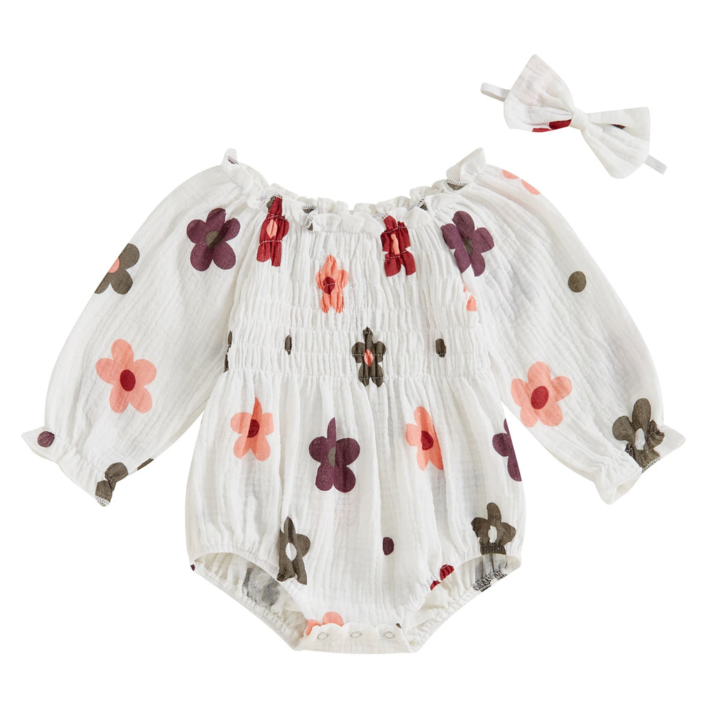 Autumn Floral Baby Romper & Headband Set