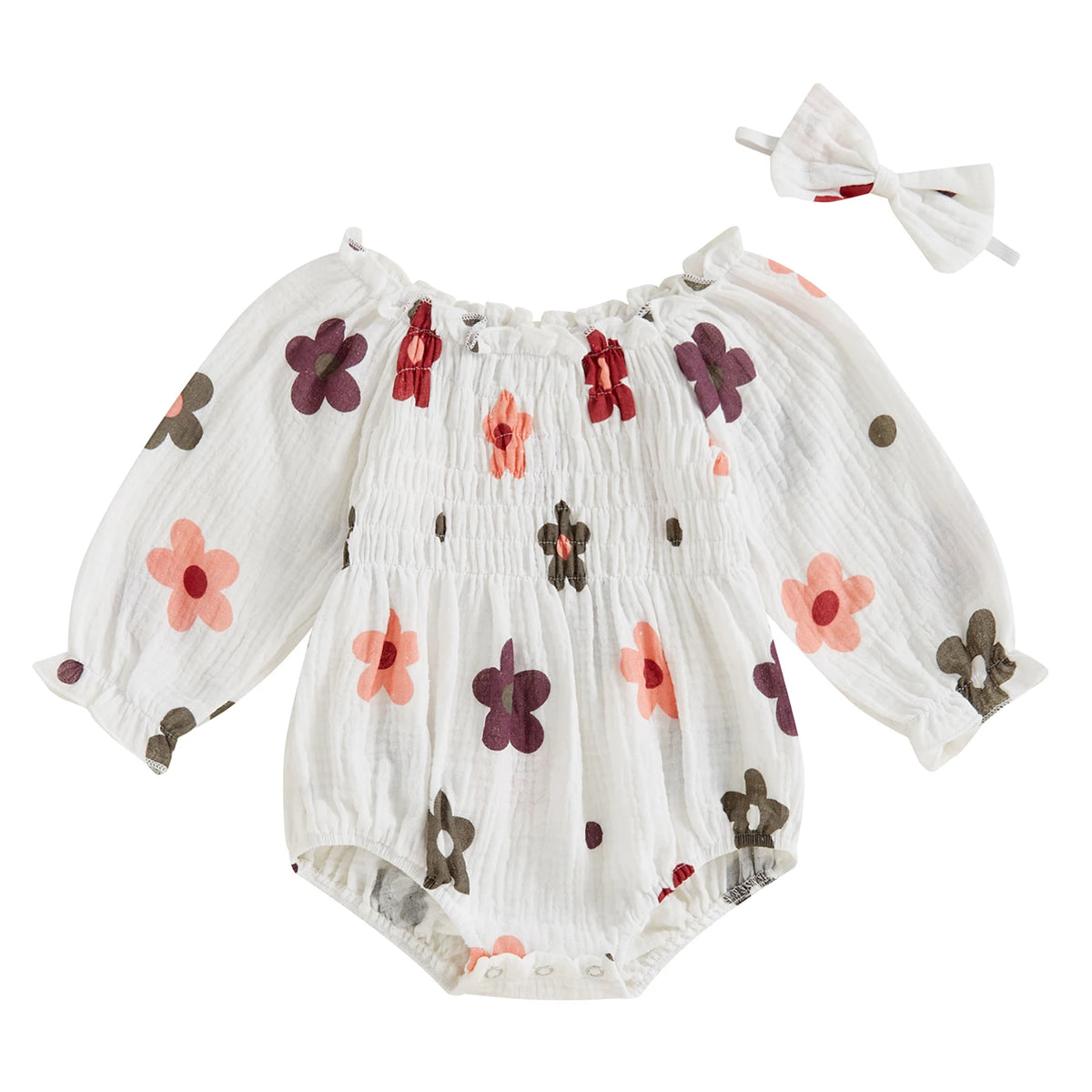 Autumn Floral Baby Romper & Headband Set