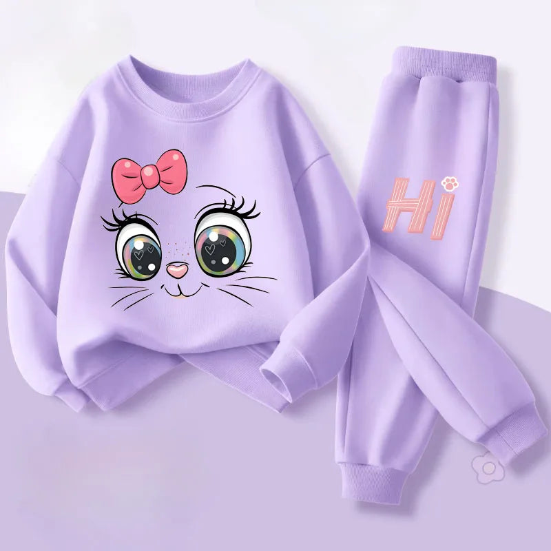 Long Sleeved Hoodies Sets for Girls Spring Style Pullover Lo