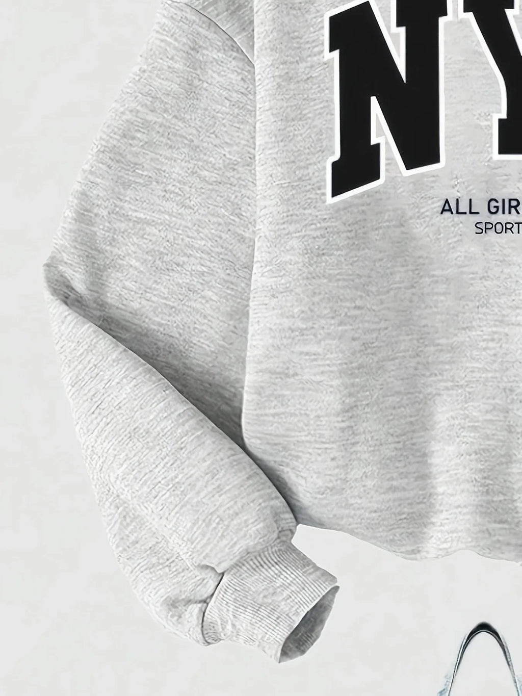Girls 2Pcs Outfit NYC Letter Print Crew Neck Sweatshirt & Wi