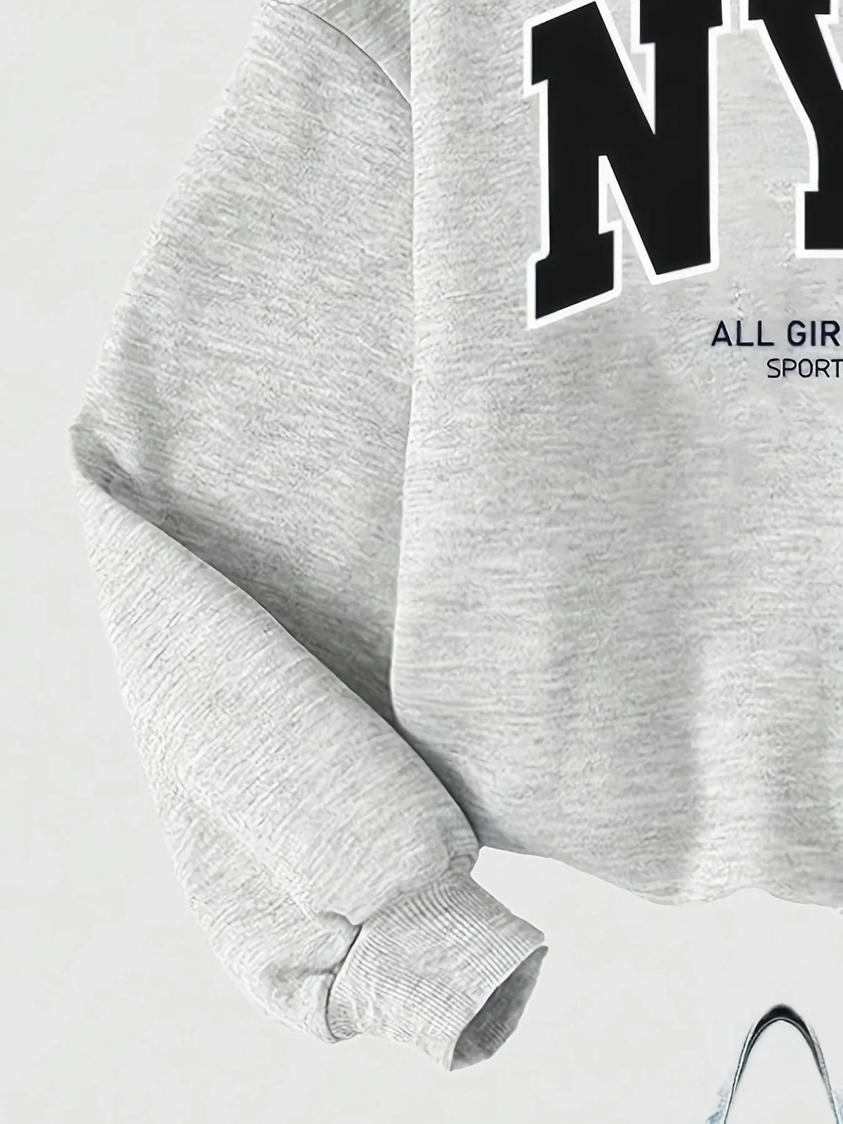 Girls 2Pcs Outfit NYC Letter Print Crew Neck Sweatshirt & Wi