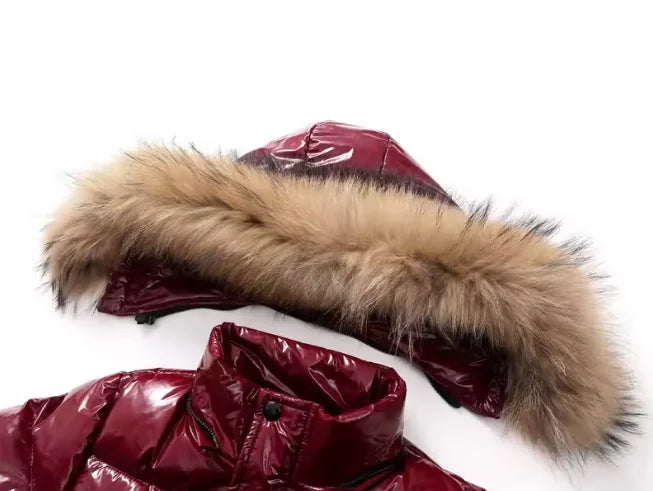 2-10Y Children's Genuine Down Jacket Kids Large Fur Collar T