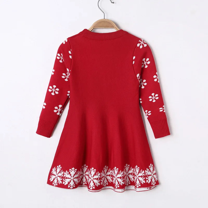 Girl Dress Winter Knitted Chiffon Dress Girl Christmas Party