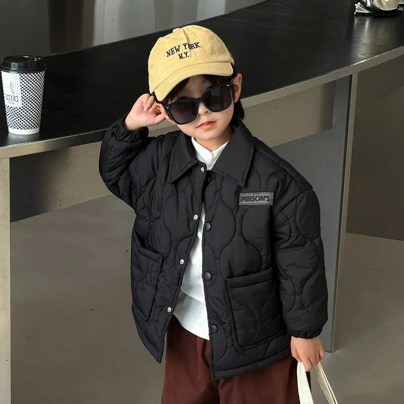 Boys Velvet-Lined Winter Coat | Warm & Cosy