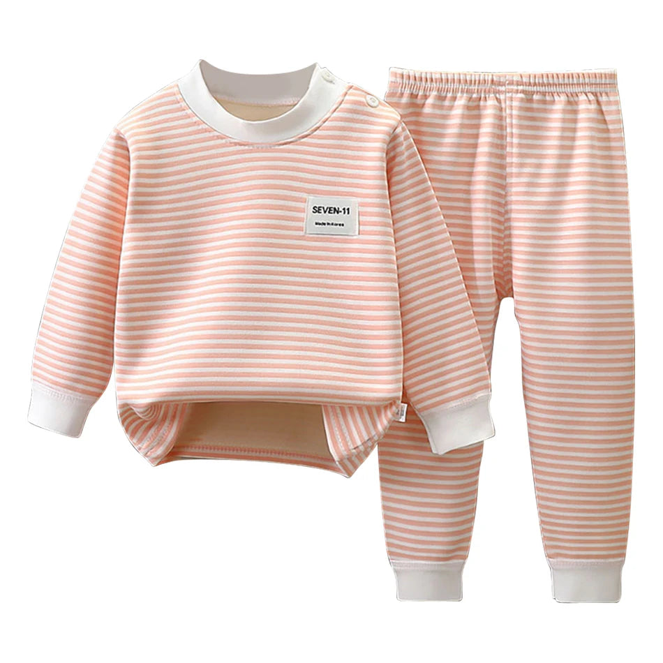 Striped Fleece Pyjama Set | Kids Autumn-Winter
